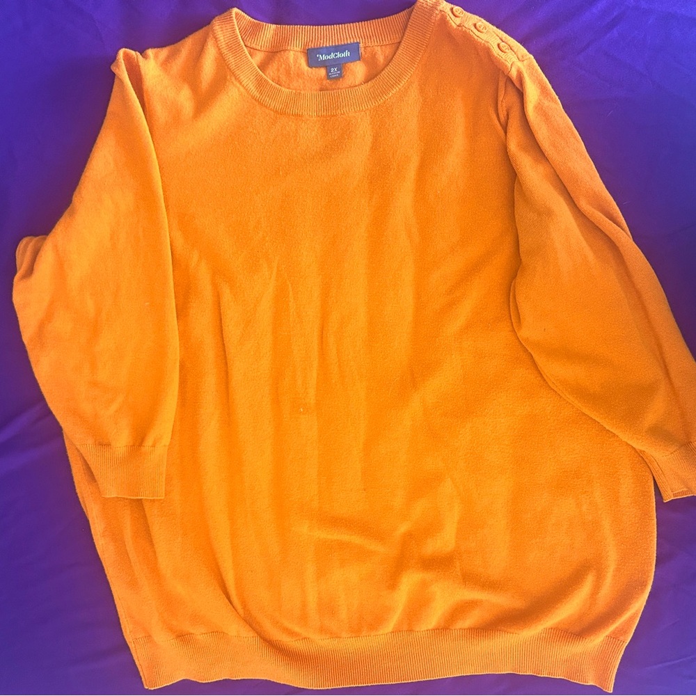 ModCloth 3/4 Sleeve Burnt Orange Button Sweater Top size 2X